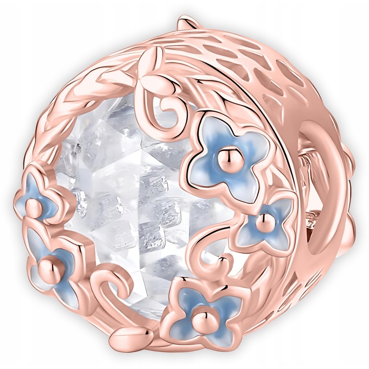 Talisman Din Argint 925 Charm, Larezo, Argint 925 Placat Cu Auriu, Elegant, Desvdsafign Original, Livrat Intr-O Cutie De Bijuterii, Auriu, Roz, 1.1 cm