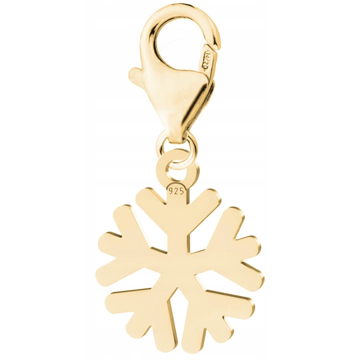 Talisman Din Argint 925 Charm, Larezo, Model Fulg De Nea, Realizat Din Argint 925 Placat Cu Auriu, Auriuiu, Elegant, Design Original, Cutie De Bijuterii Inclusa