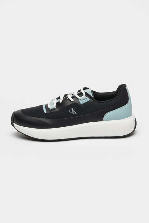 CALVIN KLEIN JEANS, Athleisure Runner sneaker hálós részletekkel, Fekete/Vízkék