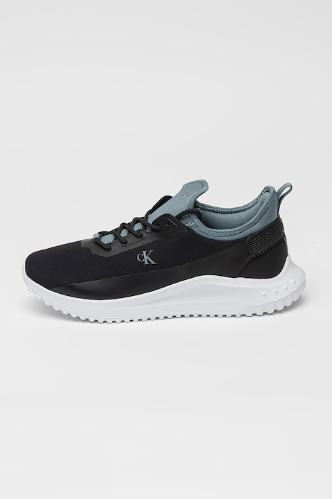 CALVIN KLEIN JEANS, Pantofi sport low-cut cu logo, Negru/Albastru azur