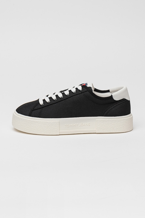 Tommy Jeans, Pantofi sport flatform din panza, Negru