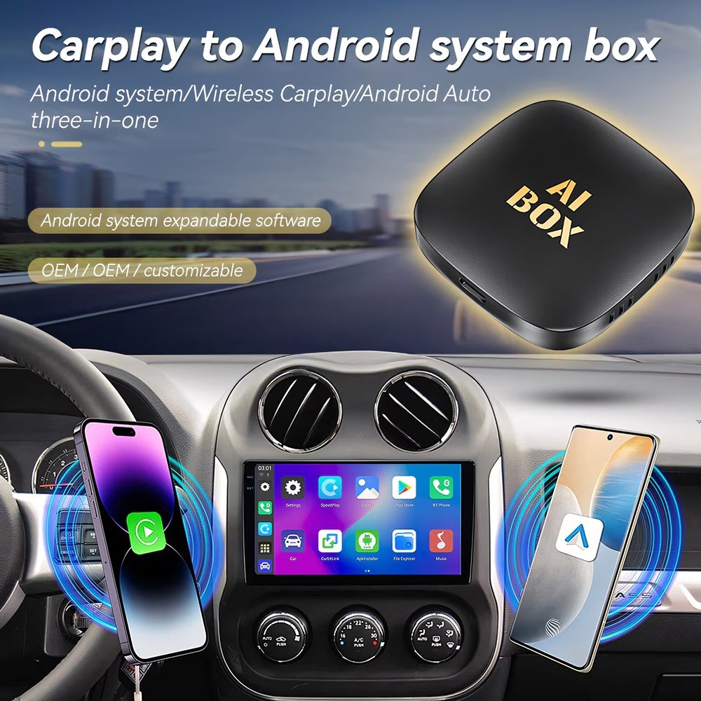 Adaptor Auto Wireless CarPlay & Android Auto, AI Box Android 13