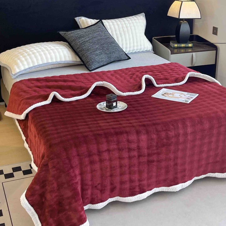 Patura Cocolino CHIRASO, 200x230cm, Moale si Calduroasa, rosu