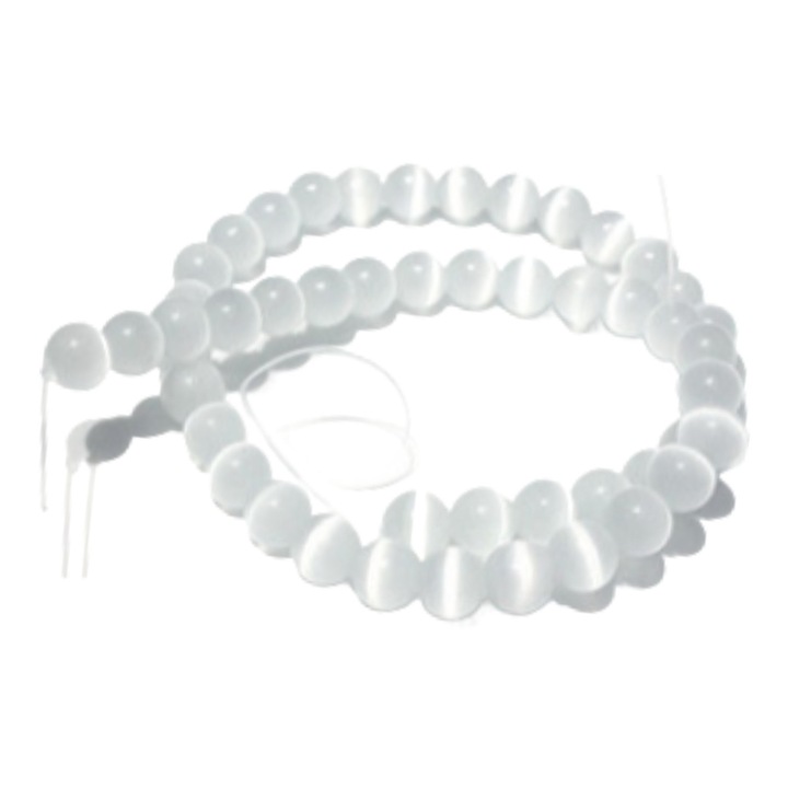 Margele ochi de pisica en-gros, pentru bijuterii DIY, alb