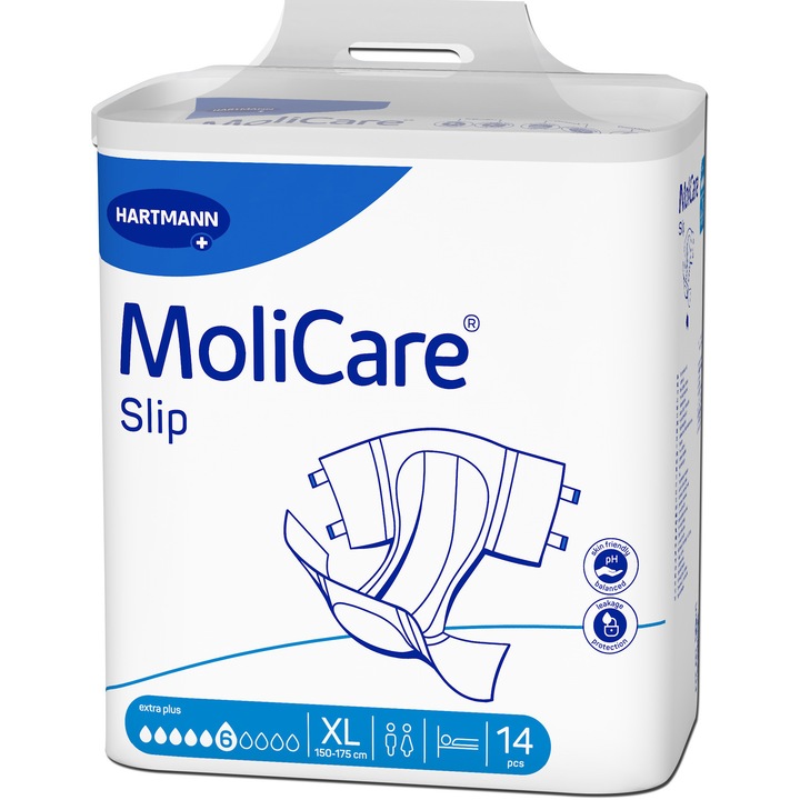 Slip Tip Scutec pentru Incontinenta Molicare Slip Extra Plus, 6 Picaturi, Hartmann, Marimea XL, 14 buc