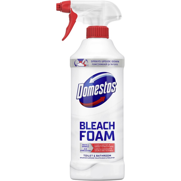 Domestos Power Foam Spray Spuma De Curatare Toaleta Si Baie 435ml Cu Inalbitor