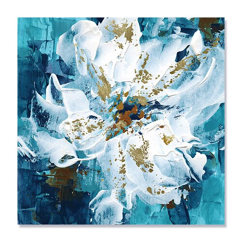 Tablou Canvas - Flori, Albastru, 100 x 100 cm