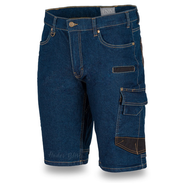 Pantaloni scurți de lucru HADES jeans stretch, cu buzunare funcționale, întărituri Cordura, culoare albastru M