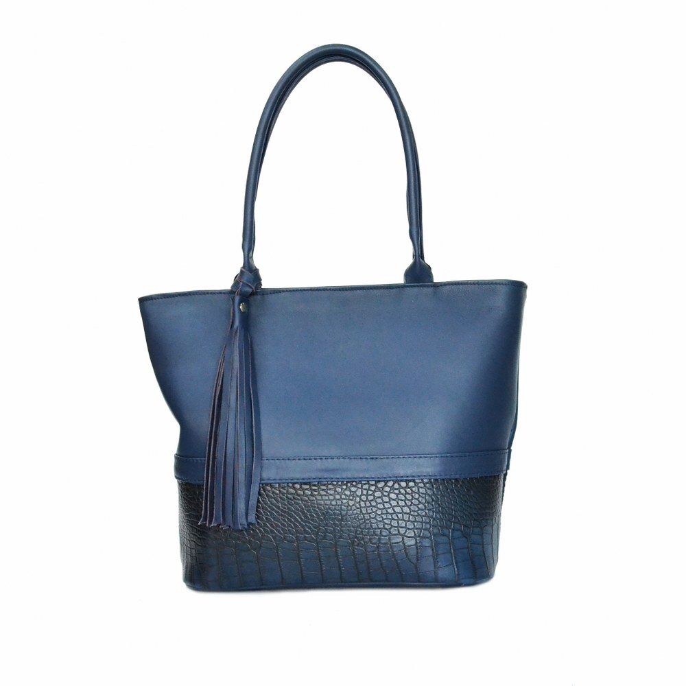 Geanta dama,Zea,piele naturala,casual blue /croco