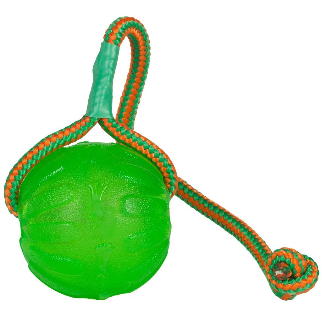 Minge de mestecat Chew Ball cu sfoara, Starmark, Medie, Verde, Pentru Caini