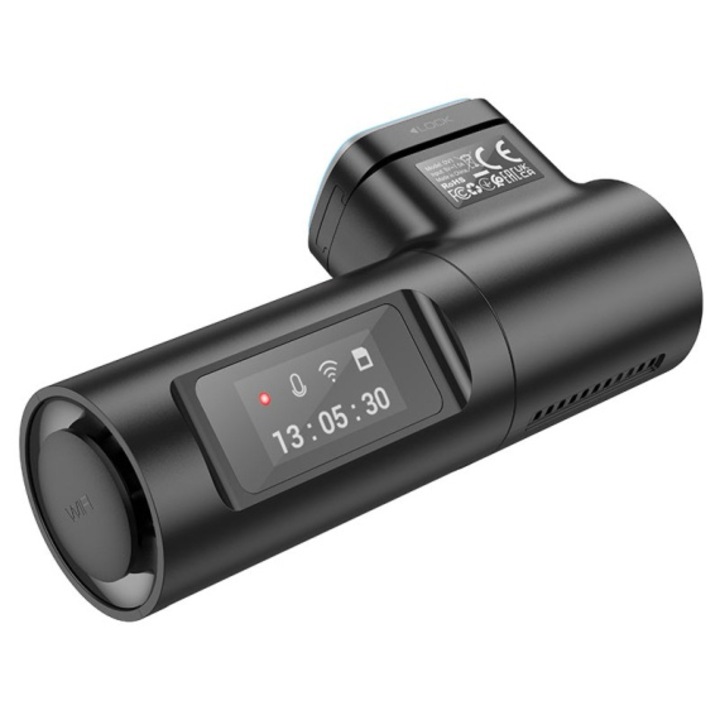 Mini camera de bord Selani Hoco Premium, inregistrare video, LCD TFT, acumulator 200mAh, cablu 3.5m, TF Card, Multilanguage, negru