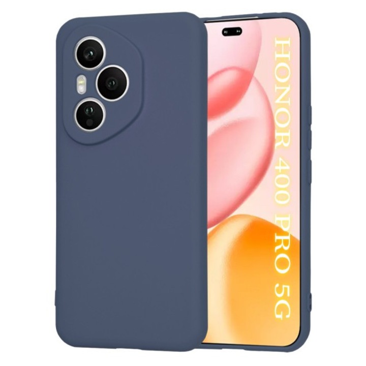 Husa Upzz® SoftFlex Compatibila Cu Honor 400 Pro, Silicon Soft, Protectie La Camera, Alcantara La Interior, Navy Blue