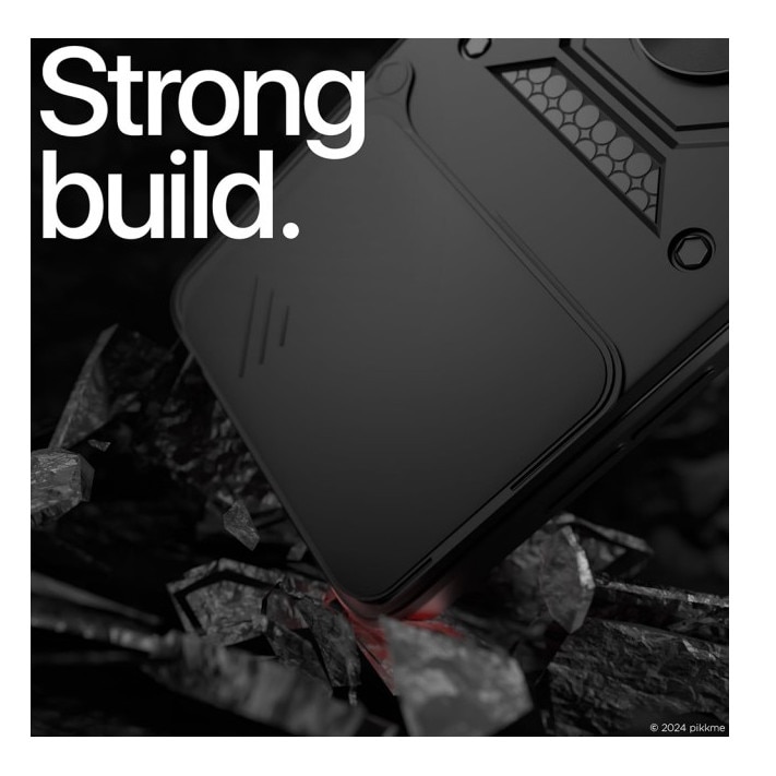 Husa Spate Upzz® Camshield Compatibila Cu Honor 400 Pro, Protectie La Camere, Inel Metalic, Stand - Black