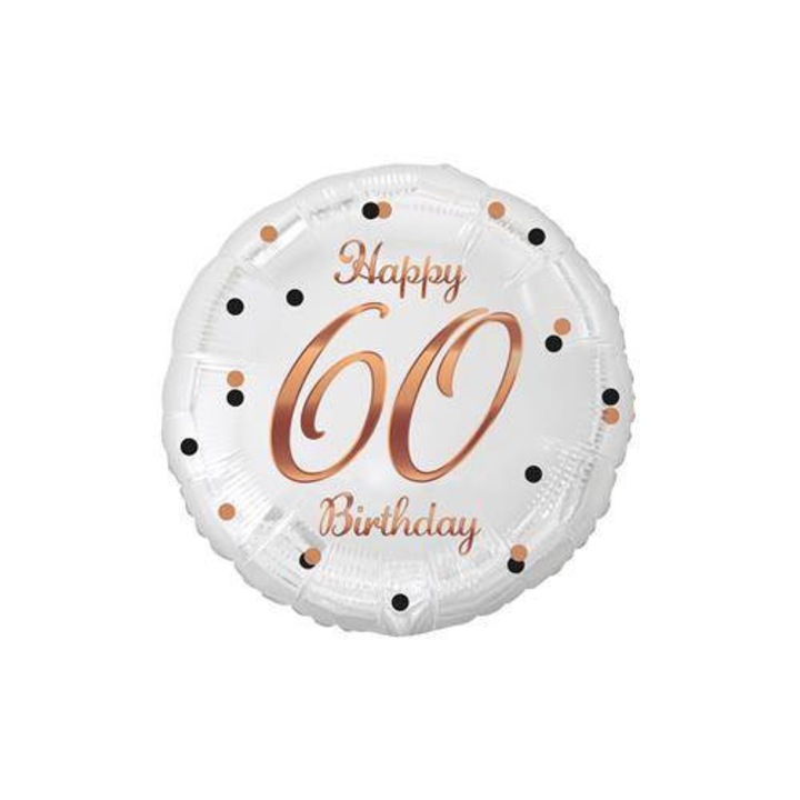 Фолиев балон, Годан, Честит 60-ти рожден ден, бял, розов и златен, 18'