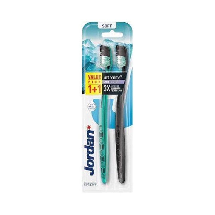 Fogkefék, JORDAN, 2 darabos készlet, ultrakönnyű, fehér, puha