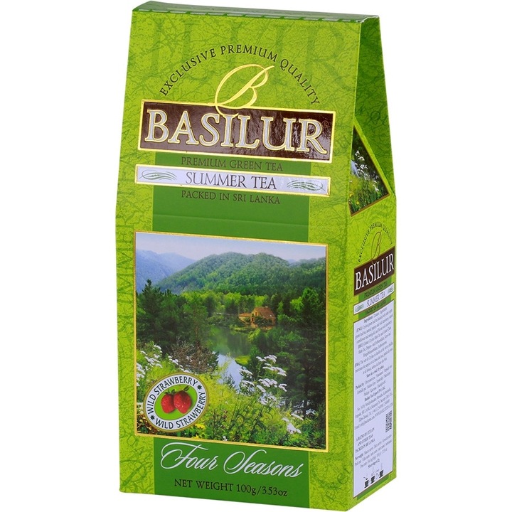Ceai verde, Basilur, Summer Tea, Fragi, Galbenele si Albastrele, cu cofeina, 100 gr
