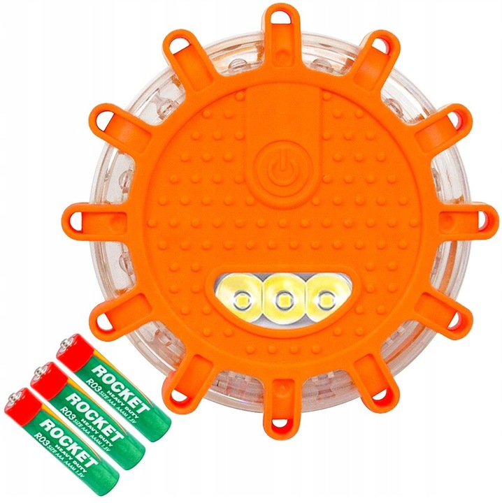 Lampa de avetizare cu LED in caz de urgenta, tip girofar, lumina portocalie, 9 moduri, TESSA