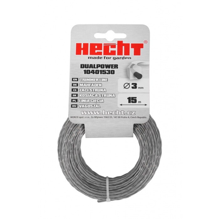 Fir rasucit - patrat - HECHT 10401530 - 3.0 mm x 15 m, insertie metalica, resistent la rupere si supraincalzire