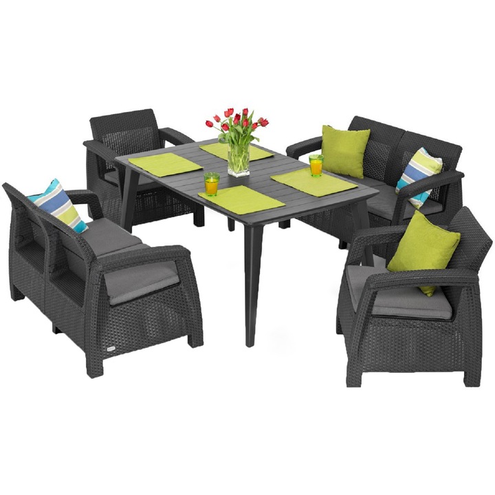 Set mobilier de gradina Corfu II Fiesta, Grafit/ Gri-rece