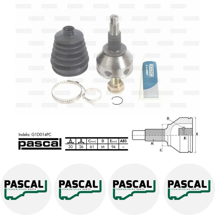 Cap planetara Set articulatie ALFA ROMEO 159 Sportwagon (939_) 1.9 JTDM 16V (939BXC1B, 939BXC12) 939 A2.000 2006/03 - 2011/11 KW 110 CP 150 CMC 1910, Pascal G1D014PC, 4x Stickere