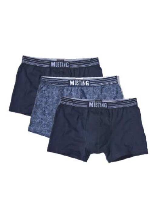 Set pantaloni boxer barbati, Mustang, 3 bucati, bumbac de inalta calitate, talie elastica, bleumarin