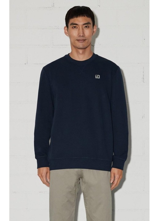 S.Oliver Големи Размери Мъжка блуза голям размер, с деколте в основата на врата, лого, тъмносиньо, Тъмно морско синьо, 2XL