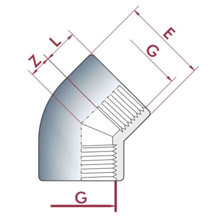 Cot PVC 45 Grade Filetat, Racord PVC Interior 2 Inch, PN10 - eMAG.ro