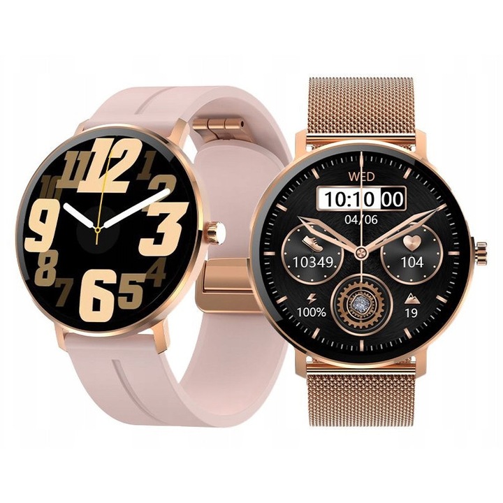 Ceas inteligent Kiano Watch Venus, aurie, 1.51" AMOLED, 2 bratari incluse