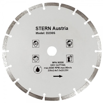 Disc diamantat segmentat pentru polizor unghiular STERN D230S, 230MM Disc diamantat segmentat pentru polizor unghiular STERN D230S, 230MM