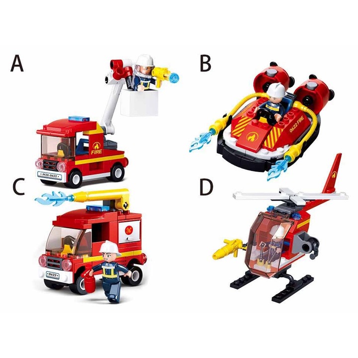 Конструктори, SLUBAN, Пожарни коли, 6+ години, версия A, B, C, D