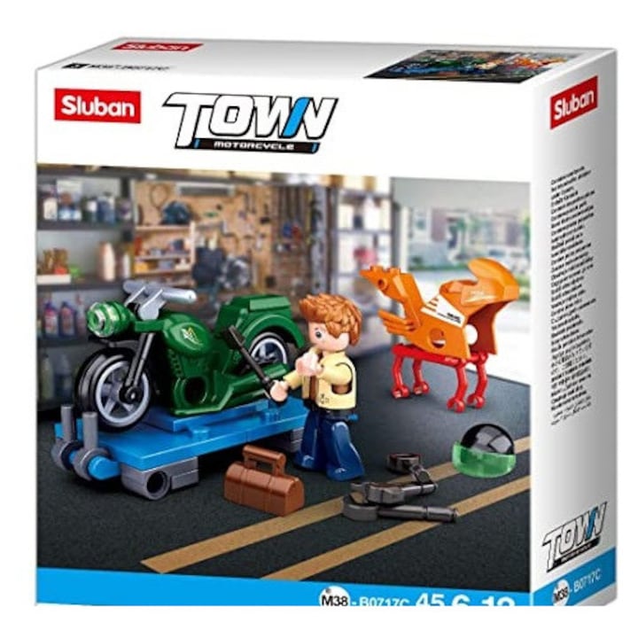 SLUBAN M38-B0717C Конструктор, мотоциклет, 45 елемента, 1 фигурка, 6+ години