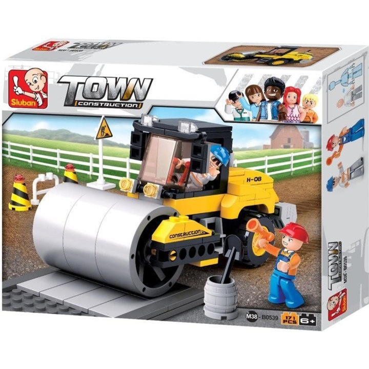 Seturi de constructie, SLUBAN, Walec drogowy, 171 elemente, 2 figurine, multicolor