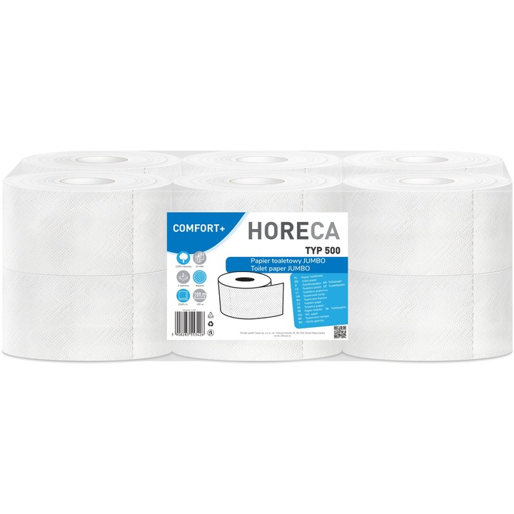 Papier igienic jumbo HORECA 2 straturi alb 100mb set 12 bucati