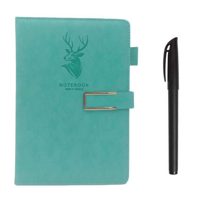 Agenda G&S PRO AristoNotes Magnetic, turcoaz, A5, inchidere magnetica, pix negru inclus