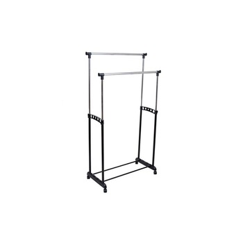 Suport haine dublu negru Stender cu rotile, reglabil pe inaltime 83x43x93,5 / 168 cm Suport haine dublu negru Stender cu rotile, reglabil pe inaltime 83x43x93,5 / 168 cm