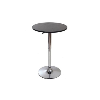 Masa bar rotunda reglabila, neagra, blat MDF, baza metalica cromata Masa bar rotunda reglabila, neagra, blat MDF, baza metalica cromata
