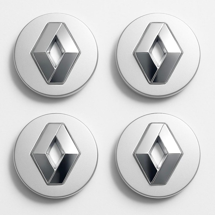 Set 4 capace roti 60mm Renault compatibil/inlocuitor janta aliaj model 3D Argintiu