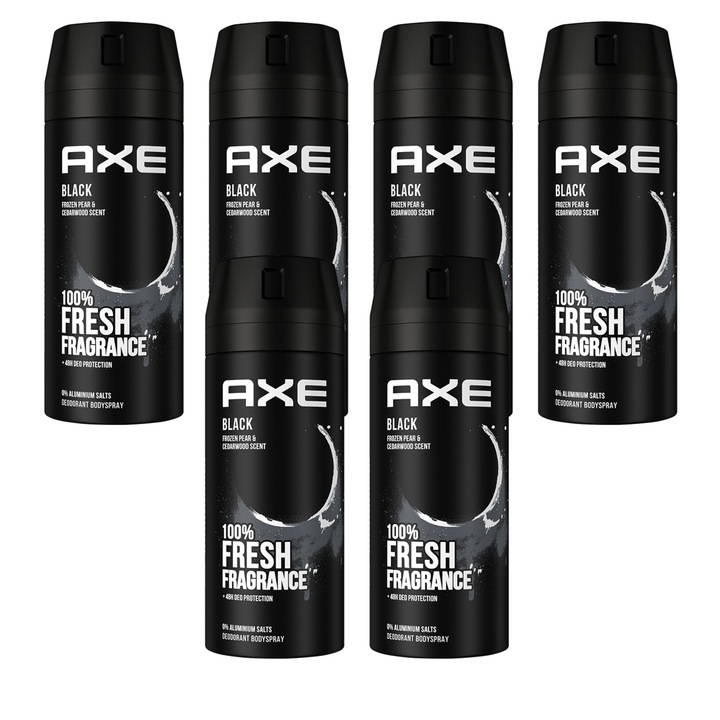 Deodorant Axe Black, set 6x150ml, fara aluminiu, pentru barbati