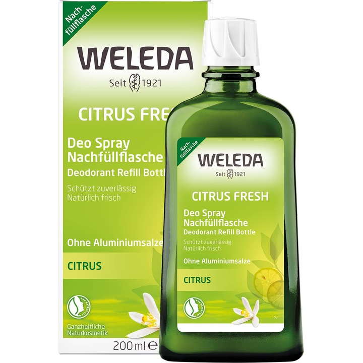Deodorant Weleda Organic Citrus Fresh 200ml, unisex, fără săruri de aluminiu, spray