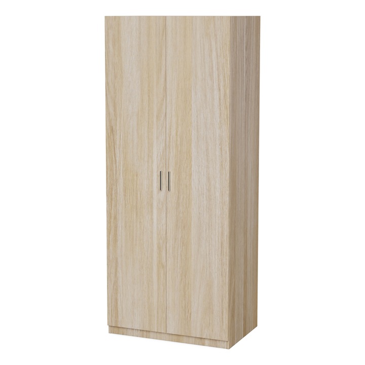 Dulap, Meblast, 90x220x55 cm, Compatibil cu Seturile Livio/Stilo/Modena, PAL 18 mm, Cu Bara si Rafturi, Balamale GTV, Cant PVC Ranforsat, Spate din HDF, Stejar American