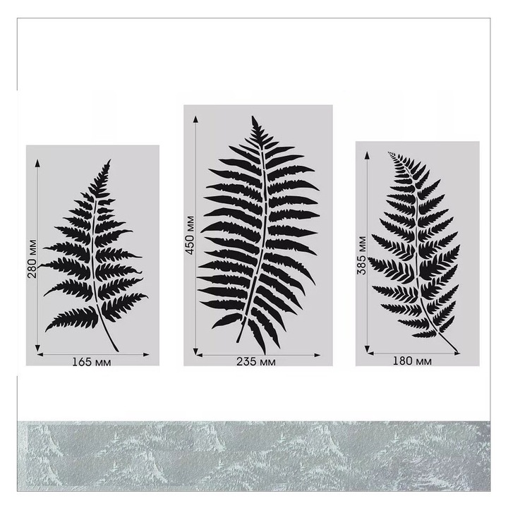 Set 3 Sabloane Perete vopsire, tencuiala model MXSP7621 Frunze de feriga 2