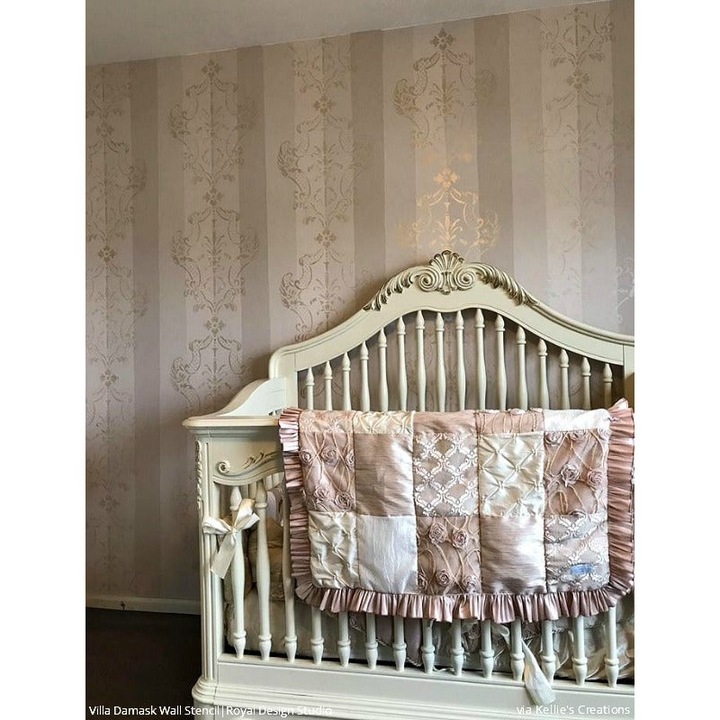 Sablon Perete vopsire, tencuiala dimensiune 900x600 x mm grosime 0,7mm Villa Alison Woolley Damask model MXSP7507