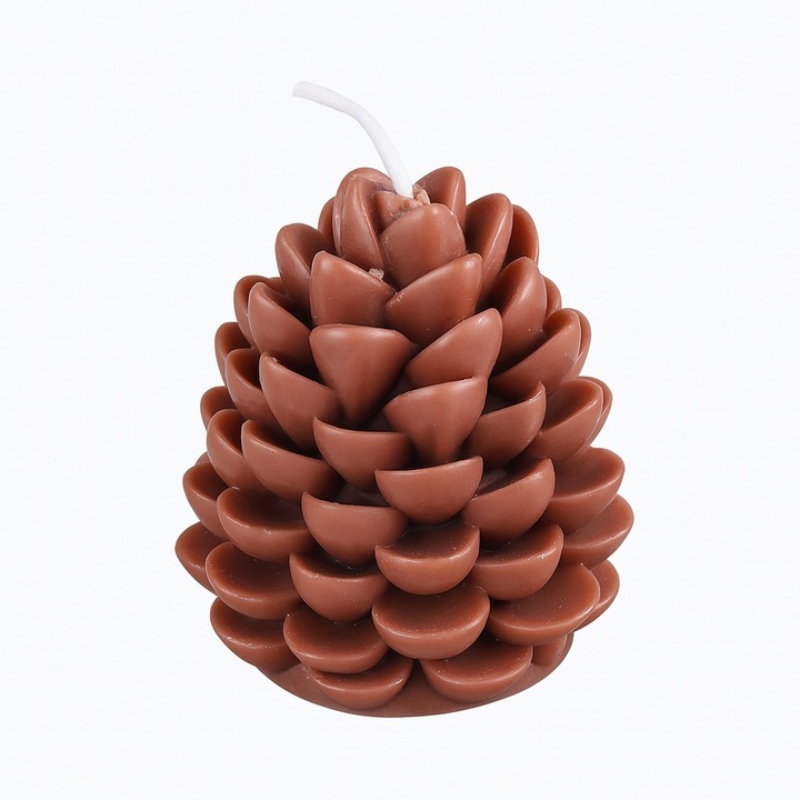 Ароматна Коледна Свещ, от Fitilomania, Модел Шишарка, от Соев Восък, Креативен Ръчно Изработен Коледен Подарък, 7 x 6.5 x 6.5 см, Кафяв