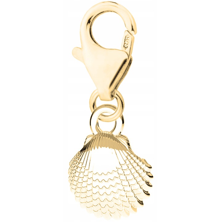 Arany Medál Kagylóval, Ocean Treasure Beach, Larezo, 925 Ezüst Aranyozott, Kő Nélkül, Dekoratív Ajándékdobozban, Női, Karkötő Medál, Elegáns Díszítés, Méretek 2,1 cm, Arany