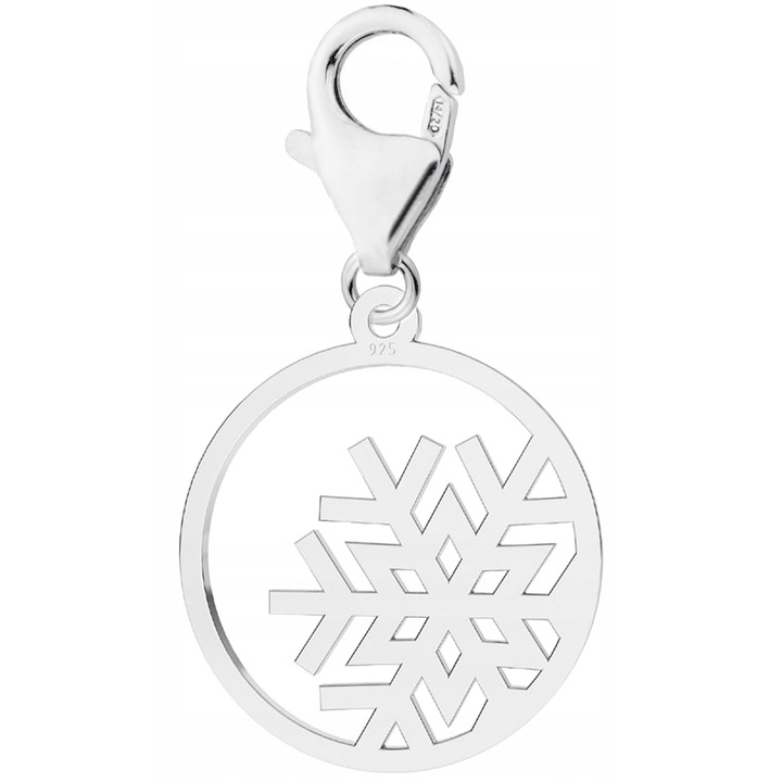 Ezüst Medál Hópelyhes Téli Hópelyhes, Larezo, 925 Ezüst, Kőmentes, Dekoratív Ajándékdobozban, Női, Karkötőre Létrehozható Medál, Elegáns Díszítés, Méretek 2,9 cm, Ezüst