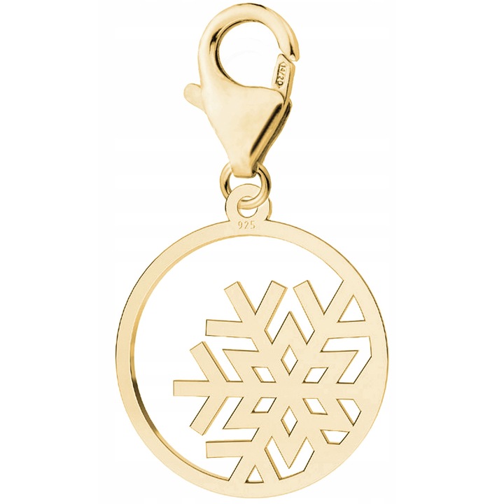 Arany Medál Hópelyhekkel Téli Hópelyhek, Larezo, 925 Ezüst Aranyozott, Kőmentes, Dekoratív Ajándékdobozban, Női, Medál Karkötőhöz, Elegáns Díszítés, Méretek 2,9 cm, Arany