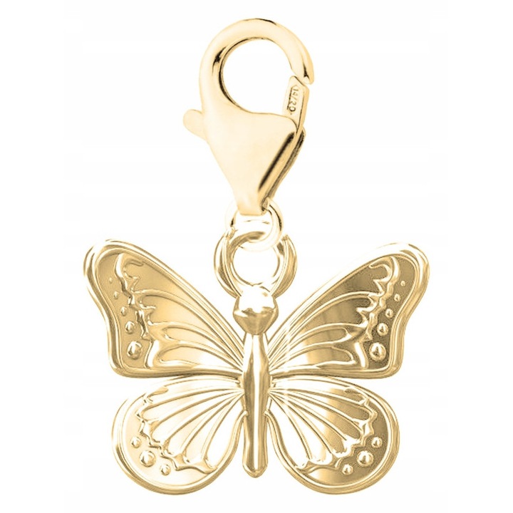 Talisman Din Argint 925 Charm, Larezo, Model Fluture, Realizat Din Argint 925 Placat Cu Auriu, Auriuiu, Elegant, Design Original, Cutie De Bijuterii Inclusa