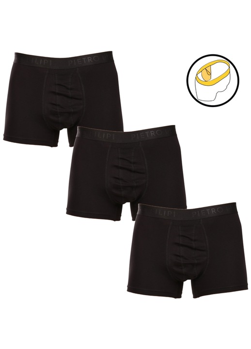 Set 3 boxeri barbati Pietro Filipi, negru, bumbac si elastan