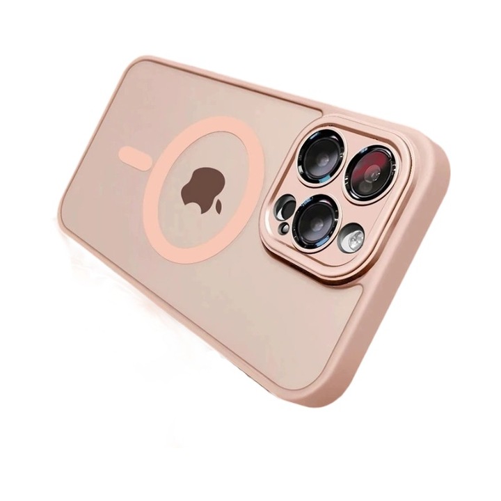 Husa de telefon mobil, mata, magnetica, antiderapanta, carcasa de protectie pentru Apple iPhone 15, roz