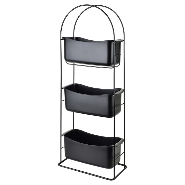 Suport baie 3 niveluri Bathlab DEA BLACK, 27,5x13x73cm, plastic, metal